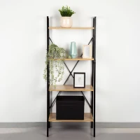 Estantería Escalera Industrial 4 Estantes, 60x32x148 Cm, Negro(m-2)