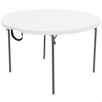 Mesa Redonda Plegable Polietileno de Alta Densidad 43 Mm, 122x122x74 Cm, Blanco