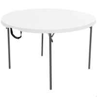 Mesa Redonda Plegable Polietileno de Alta Densidad 43 Mm, 122x122x74 Cm, Blanco(m-1)