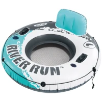 Flotador Rueda Hinchable INTEX con Respaldo, Ø135 Cm, Azul, Blanco y Gris(m-1)