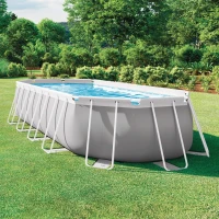 Piscina Desmontable Ovalada Prism Frame con Depuradora de Cartucho, 610x305x122 Cm, Gris Claro(m-2)