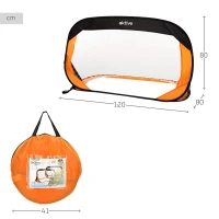 Pack de 2 Porterías de Fútbol Plegables Pop-Up, 120x80x80 Cm, Negro y Naranja(m-4)