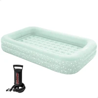 Colchón Hinchable Infantil con Estructura Extraíble, 107x168x25 Cm, Azul(m-1)