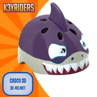 Casco Infantil 3D Tiburón K3YRIDERS, 21x24,5x20 Cm, Azul(m-2)