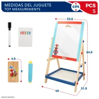Pizarra Caballete Infantil Woomax 2 en 1 Doble Cara, 40x31,5x64,5 Cm, Multicolor(m-5)