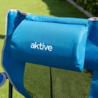 Silla Tumbona Plegable Aktive Camping, 54x152x75 Cm, Azul y Negro(m-10)