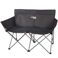 Silla de Camping Doble Plegable con Estructura de Acero, 107x63x88 Cm, Negro(m-1)