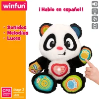 Peluche Oso Panda Interactivo Educativo con Luz y Sonidos, 27x14x33 Cm, Blanco y Negro(m-2)