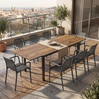 Outsunny Masă Extensibilă pentru Terasă cu Margini din aluminiu, 160/240x90x74 cm, Maro(m-12)