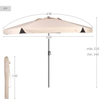 Sombrilla de Jardín Antiviento Hexagonal Inclinable UV50, 230 Cm, Marfil(m-4)