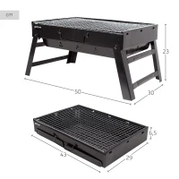 Barbacoa Plegable Portátil de Sobremesa para Carbón, 50x30x23 Cm, Negro(m-4)
