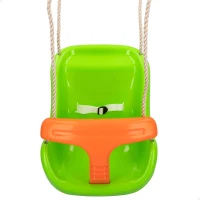 Asiento Columpio Infantil con Cinturón y Altura Ajustable, 37x42,5x50 Cm, Verde y Naranja(m-1)
