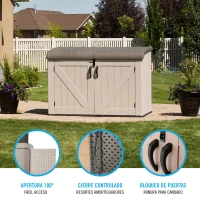 Arcón Exterior Lifetime con Puertas Dobles y Tapa Abatible, 190x106x131 Cm, Gris(m-3)