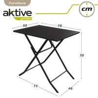 Mesa Cuadrada Plegable Aktive Estructura Metálica Resistente, 70x50x70 Cm, Negro(m-6)