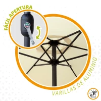 Sombrilla Hexagonal para Terraza Aktive, 250x240x3,4 Cm, Blanco(m-4)