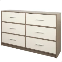 Cómoda Max Home 6 Cajones de Tela Plegables, 114x30x70 Cm, Blanco y Madera(m-1)