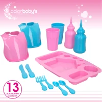 Set Accesorios Bebé para Muñecos 20 Piezas con Bañera, 36x10x36 Cm, Rosa y Azul(m-2)