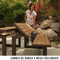 Banco Convertible en Mesa Lifetime, Polietileno de Alta Densidad, 141x78,5x88,5 Cm, Madera(m-4)