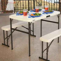Conjunto Plegable Mesa y 2 Bancos Lifetime Ultrarresistente, 107x61x74 Cm, Gris(m-5)
