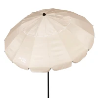 Sombrilla de Playa Antiviento 16 Varillas de Fibra de Vidrio, 220x145x225 Cm, Crema(m-1)