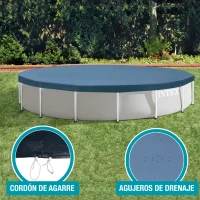 Cobertor Piscina Desmontable Intex para Metal y Prism Frame 305x305x25 Cm, Azul Marino(m-5)