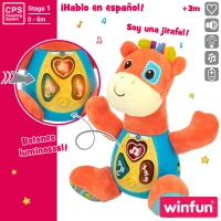 Peluche Jirafa Interactiva Que Habla en Español y Emite Luces, 18x8,5x19 Cm, Naranja(m-2)