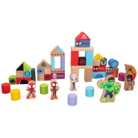 Bloques de Madera Spidey y Su Superequipo, 50 Piezas, 18x18x18,5 Cm, Multicolor(m-1)
