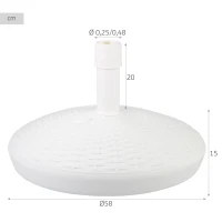 Base para Sombrilla con Rosca Ajustable, 58x58x35 Cm, Blanco(m-4)