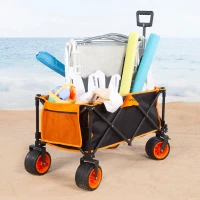 Carro Playa Plegable Aktive Ruedas 360º con Frenos Capacidad 100 Kg, 34x26,5x74,5 Cm, Azul(m-3)