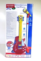 Guitarra Eléctrica Infantil Bontempi con Micrófono y Altavoz, 30x5,5x63 Cm, Rojo y Amarillo(m-11)