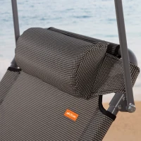 Tumbona Plegable de Playa con Parasol y Cojín Acolchado, 193x53x30 Cm, Gris(m-3)