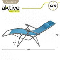 Tumbona Plegable Gravedad Cero con Cojín Acolchado, 160x52x76 Cm, Azul(m-7)