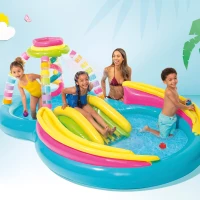 Centro de Juegos Hinchable 2 en 1 con Tobogán, 191x295x109 Cm, Multicolor(m-7)