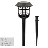Pack 2 Focos Solares LED Luz Cálida con Estaca, 13x13x55 Cm, Negro(m-5)