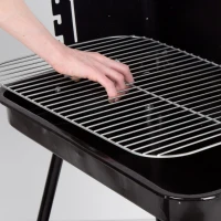 Barbacoa Portátil Carbón Acero Inoxidable Parrilla 4 Alturas, Ruedas y y Asa, 55x43x82 Cm, Negro(m-7)