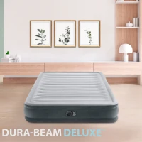 Cama Hinchable Doble Fiber-Tech con Bomba Integrada, 152x203x33 Cm, Gris(m-2)