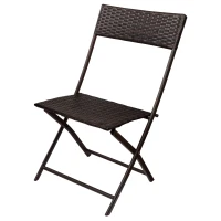 Conjunto Mesa y Sillas para Terraza Plegables de Ratán Sintético, 60x60x72 Cm, Marrón(m-7)