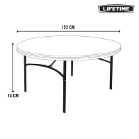 Mesa Redonda Plegable con Tablero de Polietileno de Alta Densidad, 152x152x74 Cm, Blanca(m-7)