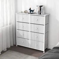 Cómoda 8 Cajones de Tela, 80x30x81 Cm, Blanco(m-2)