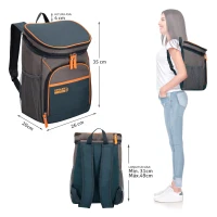 Mochila Nevera Térmica Aktive 15 L, 26x20x35 Cm, Gris/Azul/Naranja(m-5)