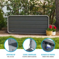 Baúl Exterior Ultrarresistente con Tapa Abatible, 147x72x64 Cm, Gris(m-3)
