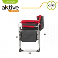 Silla Camping Director Plegable con Mesa y Bolsa Térmica, 61x52x92 Cm, Rojo y Gris(m-8)
