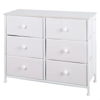 Cómoda 6 Cajones Plegables de Tela, 80x30x62 Cm, Blanco(m-1)