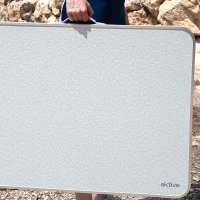 Mesa Plegable Camping Aktive Estructura de Acero y Tablero MDF, 80x60x70 Cm, Blanco(m-3)