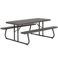 Mesa Picnic Plegable con Bancos Integrados Ultrarresistente, 183x76x74 Cm, Marrón