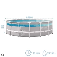 Piscina Desmontable Prism Frame Clearview con Depuradora 5,678 L/h, Ø488x122 Cm, Gris Claro(m-4)
