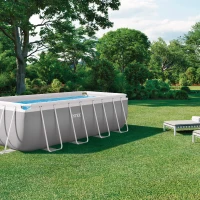 Piscina Desmontable Rectangular Prism Frame con Depuradora, 400x200x122 Cm, Gris Claro(m-2)