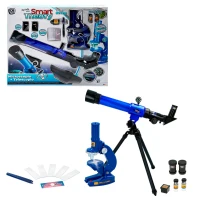 Set Telescopio y Microscopio Educativo STEAM, 3 Aumentos, Luz, 44x8x39 Cm, Multicolor(m-1)