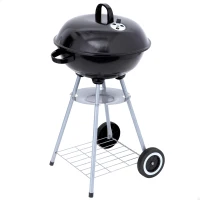 Barbacoa de Carbón Portátil Aktive con Dos Parrillas y Tapa, 46x46x89 Cm, Negro(m-1)