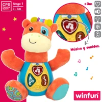 Peluche Jirafa Interactiva Que Habla en Español y Emite Luces, 18x8,5x19 Cm, Naranja(m-3)